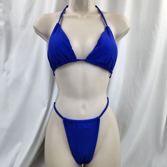 🔸️NIB Blue High Cut Brazilian String Bikini Medium - Picture 4 of 9